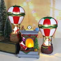 Adornos de decoración de muñeco de nieve de Papá Noel con globo aerostático luminoso navideño de resina navideña
