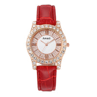 Rhinestone-embedded Roman Face Simple Fashion Quartz Watch Bracelet Gift Set