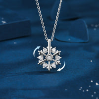 Collier flocon de neige rotatif en argent 925