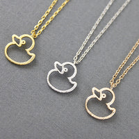 Cute Hollow Little Duck Sweet Pendant Necklace