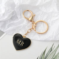 MR and MRS Black and White  Heart Shape Keychains