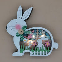 Éclairage de fleurs en bois, lumière LED créative de printemps, lapin, papillon