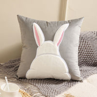 Coussins décoratifs en forme de lapin brodé en peluche