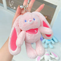 Porte-clés de poupée extensible en peluche avec oreilles de lapin