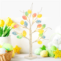 Décoration de pâques 60cm bouleau maison oeuf de pâques lumière LED cadeau printemps fête ornements de table lumière fête de pâques cadeaux pour enfants