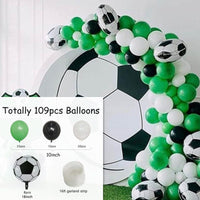 Diseño de escena, decoración de fondo, traje combinado de globo de látex de fútbol