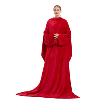 Winter Long Robes For Women Plush Coral Fleece Wearable Blanket Sofa Home Clothing
