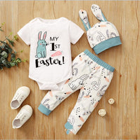 Tenue barboteuse de Pâques pour bébé (3 pièces)