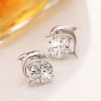 Dolphin Crystal Stud Earrings