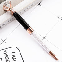 Crystal Filled Diamond Topper Metal Ballpoint Pens
