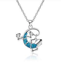 Blue Opal Sea Turtle Pendant Necklaces
