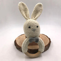 Knit Bunny Wooden Teether Ring