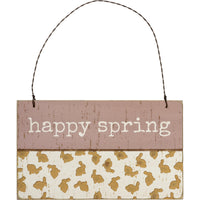 Happy Spring - Ornement en bois à lattes