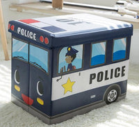 Tabouret de rangement pour coffre à jouets de police de camion de pompiers d'autobus scolaire