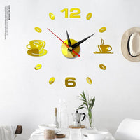 Coffee Beans and Mugs Frameless Wall Clock
