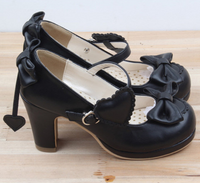 LINK Harajuku Lolita bombas charol tacones altos sólido pajarita mucama Cosplay zapatos suaves mujeres Mary Janes zapatos de noche