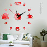 Coffee Beans and Mugs Frameless Wall Clock
