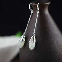 Lady Magnolia Flower Hetian Jade Earrings