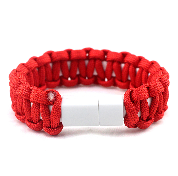 PU Leather USB Bracelet Charging Cable Braided Wrist Band Straps Data