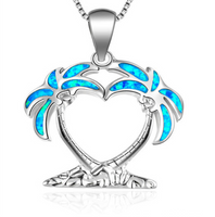 Collar con colgante de tortuga marina de ópalo azul relleno de plata de moda para mujer, regalo de joyería de playa de océano de boda Animal femenino