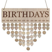 Pendentif calendrier d'anniversaire en bois
