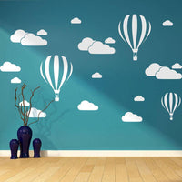 Stickers muraux montgolfières et nuages