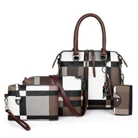 Juego de bolsos de lujo a cuadros (4 piezas)