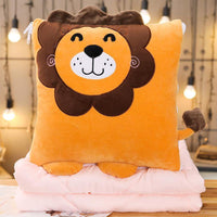 Couverture d'oreiller de voyage 2 en 1 en peluche d'animal de dessin animé