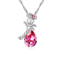 Enamored Rose Crystal Pendant Necklace Set