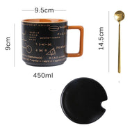 Tasse en céramique de croquis de mathématiques et de sciences avec couvercle et cuillère