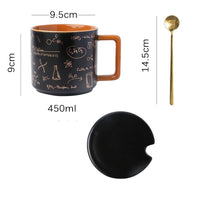 Tasse en céramique de croquis de mathématiques et de sciences avec couvercle et cuillère