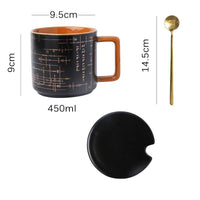 Tasse en céramique de croquis de mathématiques et de sciences avec couvercle et cuillère