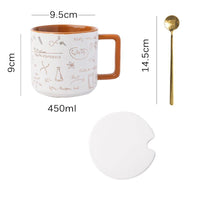 Tasse en céramique de croquis de mathématiques et de sciences avec couvercle et cuillère