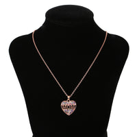 Fashion Colorful Mom Cubic Zirconia Heart Necklace Pendant Decoration
