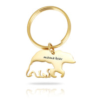Bijoux de fête des mères porte-clés en acier inoxydable maman ours cadeau de Thanksgiving mère ours avec revêtement de Surface