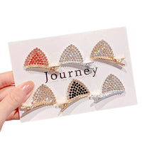 Sweet Women Rhinestone Hairpin Cute Cats