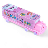 Boîte à crayons de train en métal à double couche de dessin animé