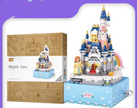 Castle & Cherry Blossom Tree Rotating Music Box Building Blocks Sets