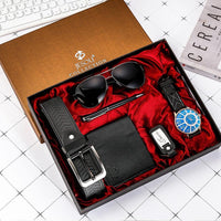 Montre-bracelet élégante pour hommes, portefeuille, lunettes de soleil, costume, cadeau