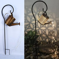 Wrought Iron Watering Can Solar Garden Light