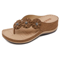 Sandalias de flores para mujer, zapatos de cuña de estilo Retro, zapatos de playa al aire libre, verano