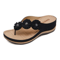 Sandalias de flores para mujer, zapatos de cuña de estilo Retro, zapatos de playa al aire libre, verano