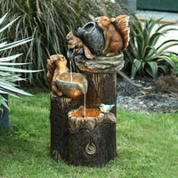 Squirrels & Duck Family Garden Statues