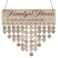 Pendentif calendrier d'anniversaire en bois