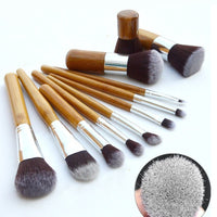 Poignée en bambou pinceau de maquillage pôle en bambou pinceaux de maquillage costume pôle en bambou avec sac de qualité supérieure