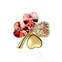 Broche de trébol de cuatro hojas de cristal dulce
