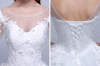 Lace Sleeve Full Skirt Wedding Dress