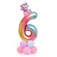 Unicorn Gradient Rainbow Number Balloons