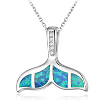 Collar con colgante de tortuga marina de ópalo azul relleno de plata de moda para mujer, regalo de joyería de playa de océano de boda Animal femenino