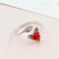 Red Rose Flower Adjustable Ring